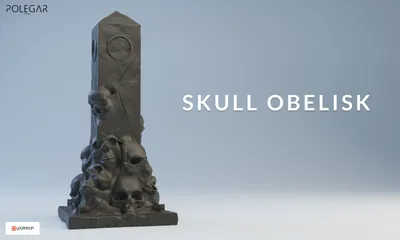 Skull Obelisk Sculpture