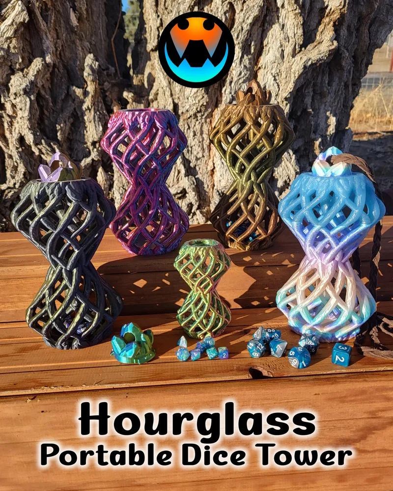 Twisted Hourglass Dice Tower and Holder